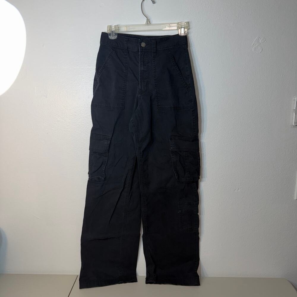 Hollister Ultra High Rise Baggy Cargo Pants Black Wide Leg Streetwear